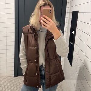 Ci Sono Quilted Chocolate Brown Puffer Vest